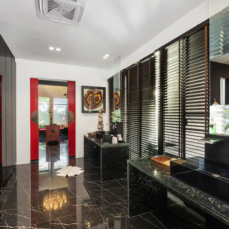 Villa Yin Kamala Headland elegant double vanity dressing area interior