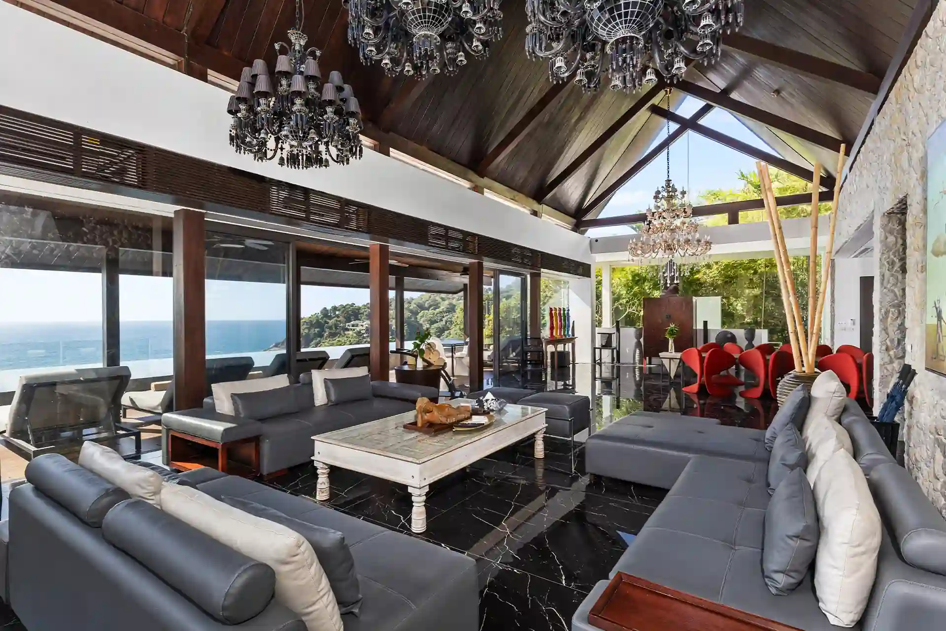 Villa Yin Kamala Headland living room with panoramic ocean view