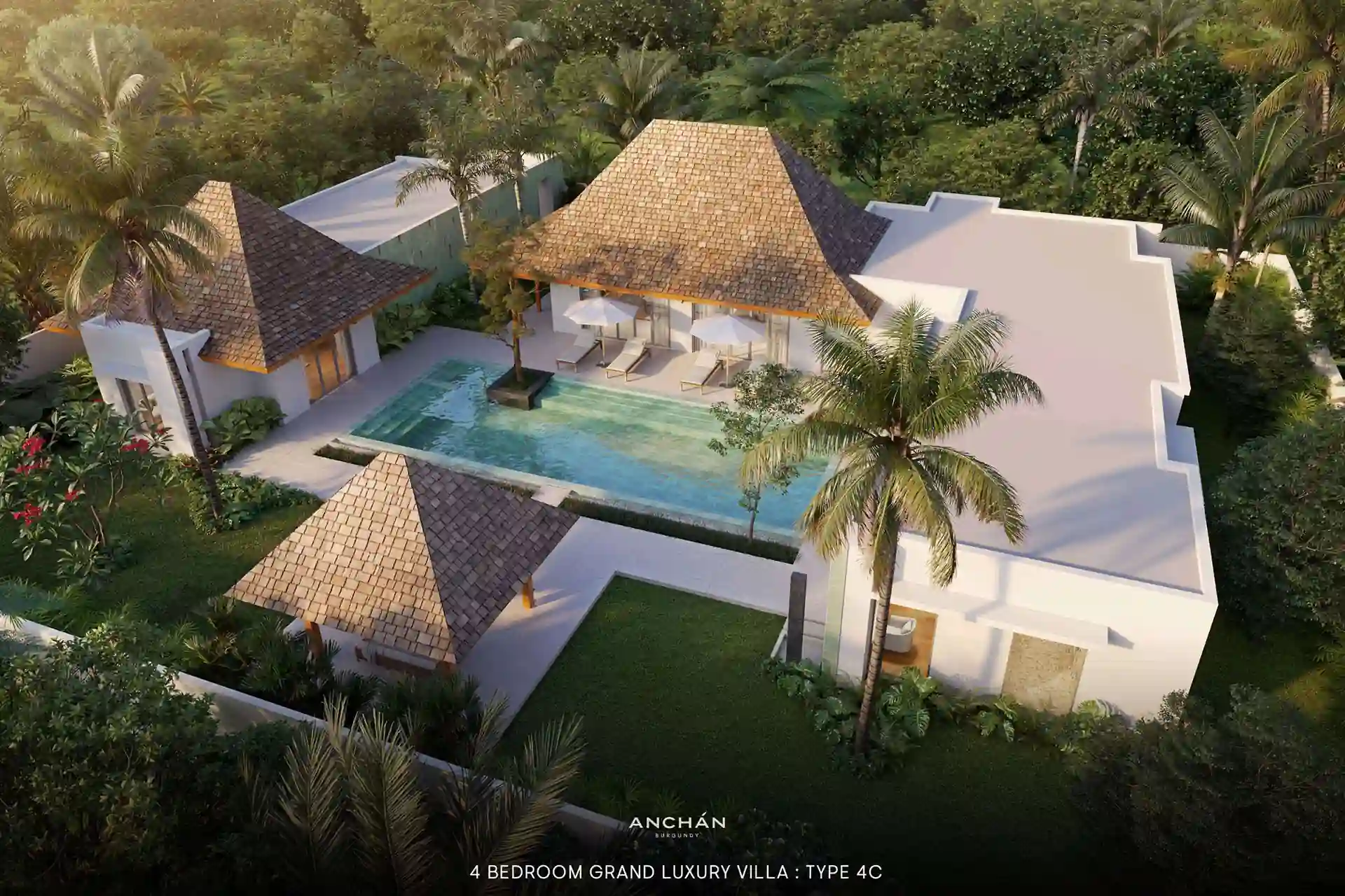Anchan Burgundy Cherng Talay 4 bedroom grand luxury pool villa