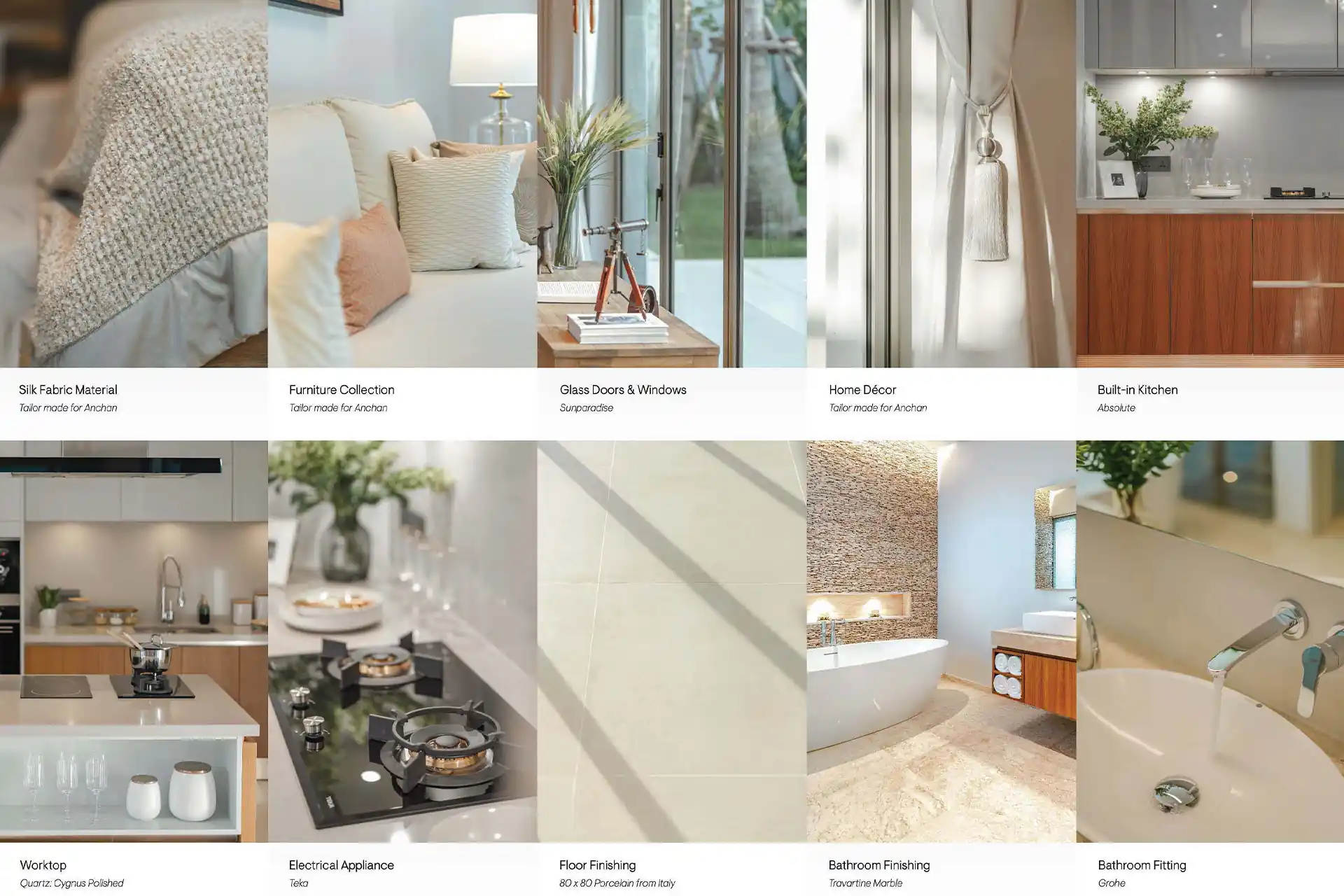 Anchan Burgundy Cherng Talay premium interior materials and finishes showcase board
