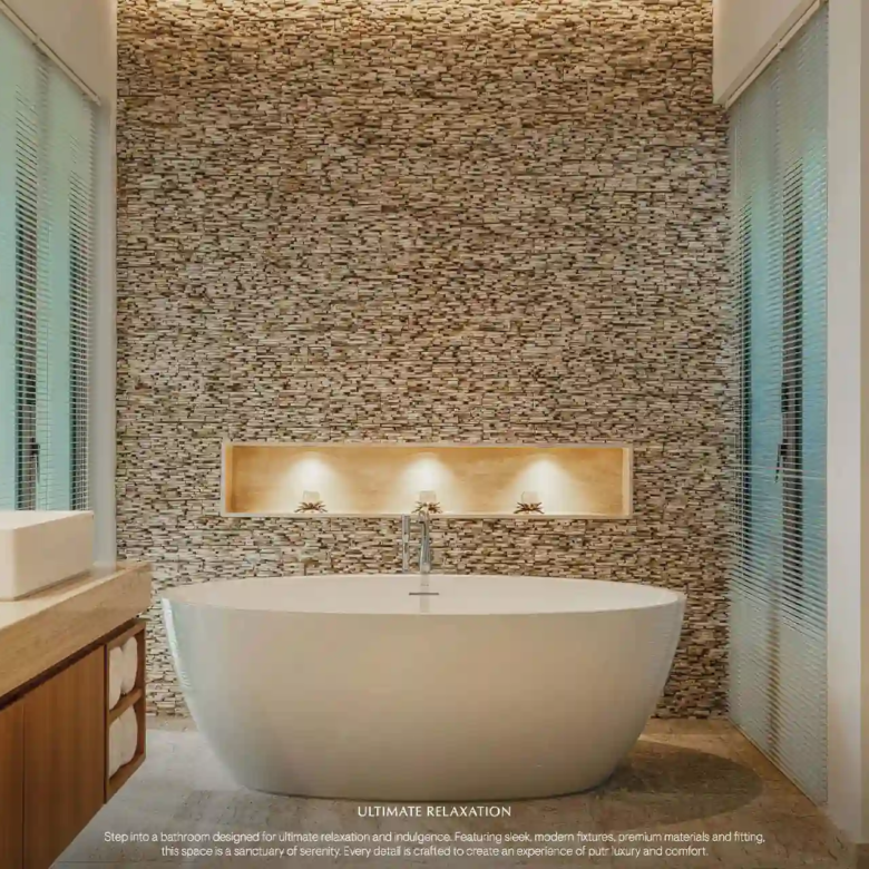 Anchan Burgundy Cherng Talay luxury bathroom with freestanding soaking bathtub