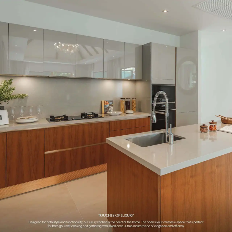 Anchan Burgundy Cherng Talay luxury built-in kitchen with island counter