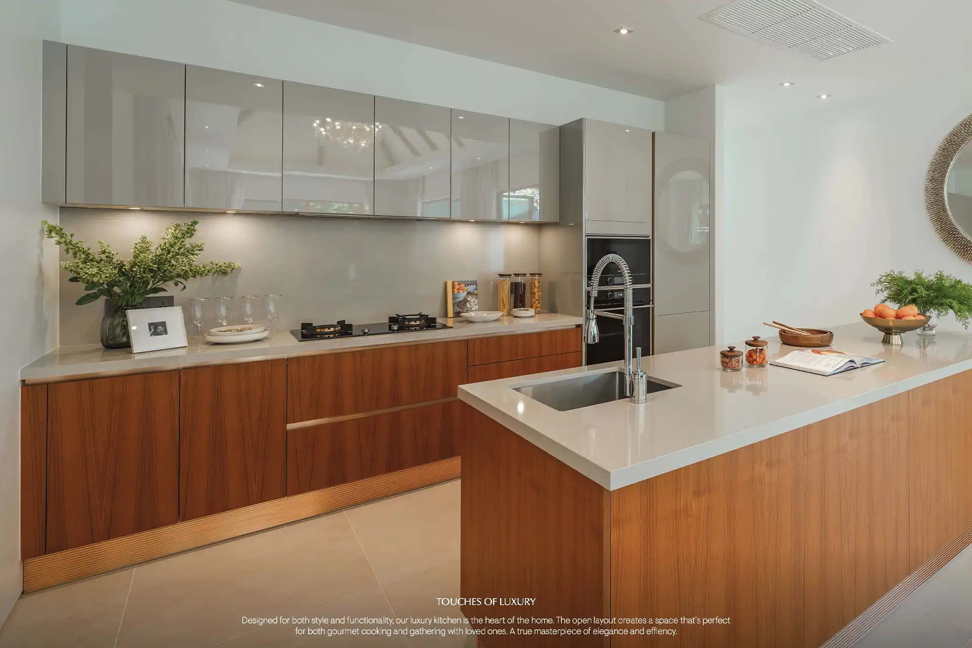Anchan Burgundy Cherng Talay luxury built-in kitchen with island counter