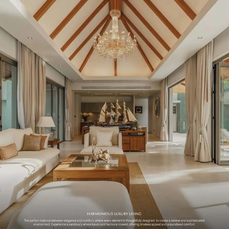 Anchan Burgundy Cherng Talay luxury living room with vaulted ceiling