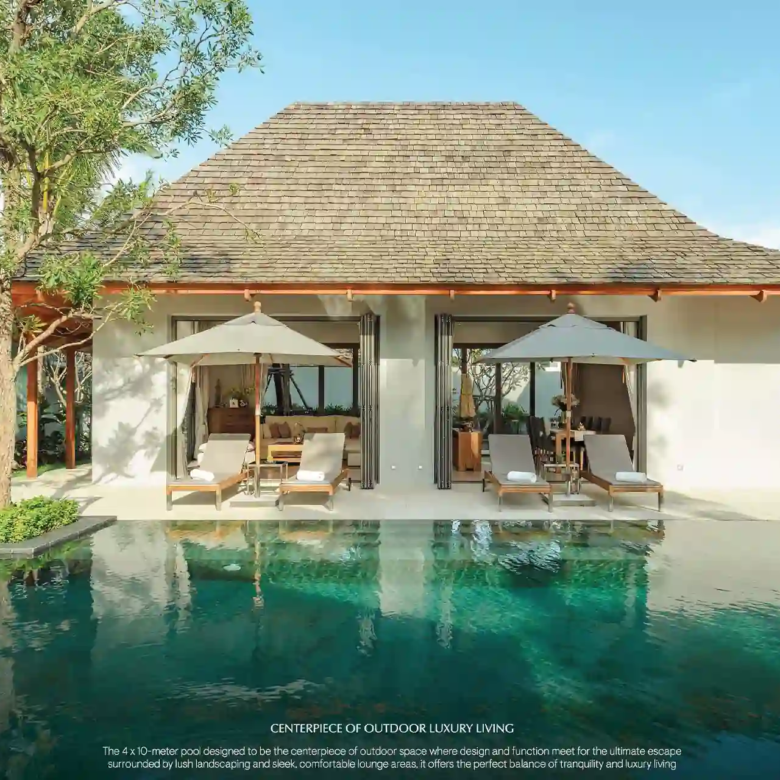 Anchan Burgundy Cherng Talay pool terrace with sun loungers and sala