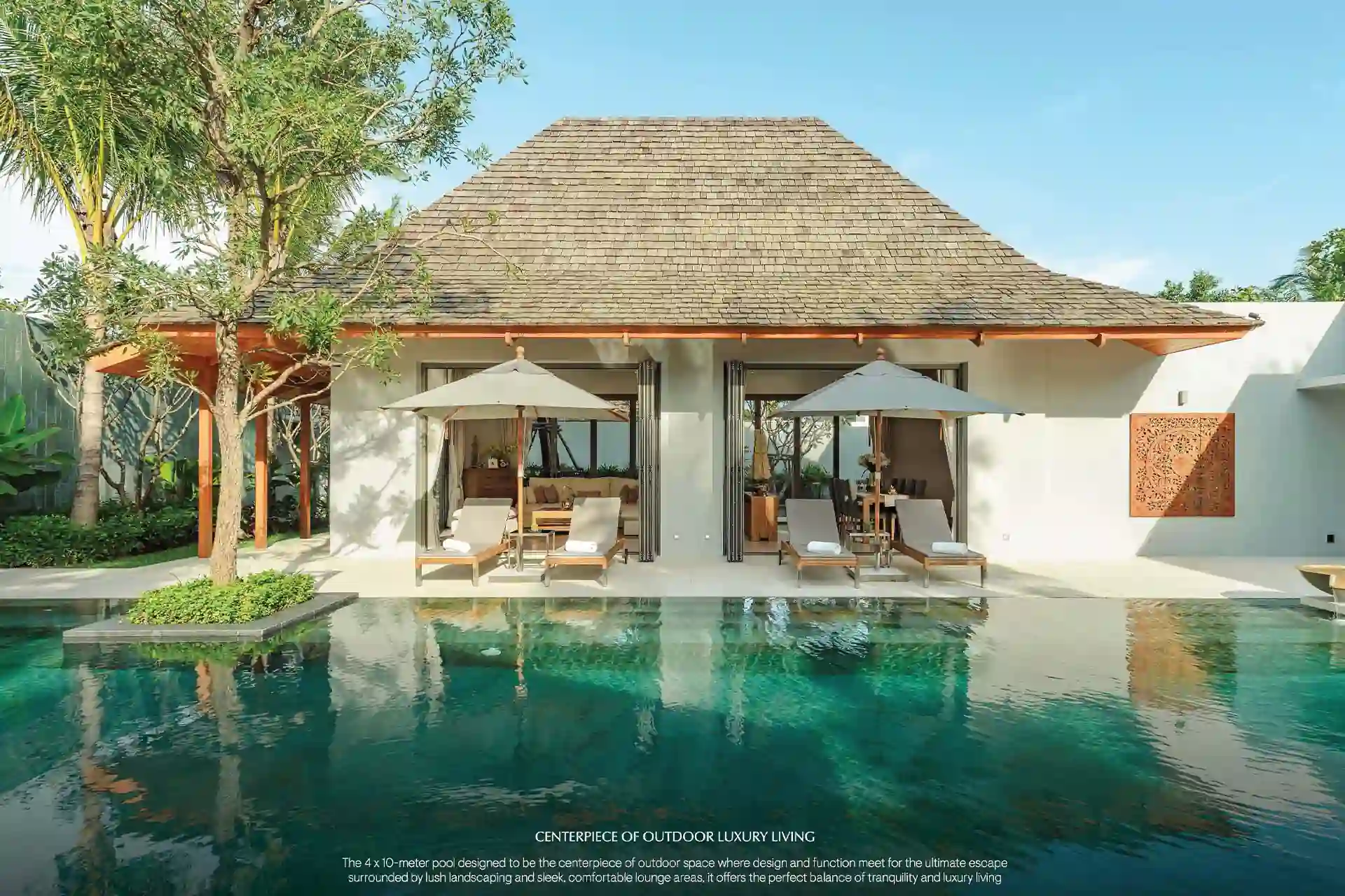 Anchan Burgundy Cherng Talay pool terrace with sun loungers and sala