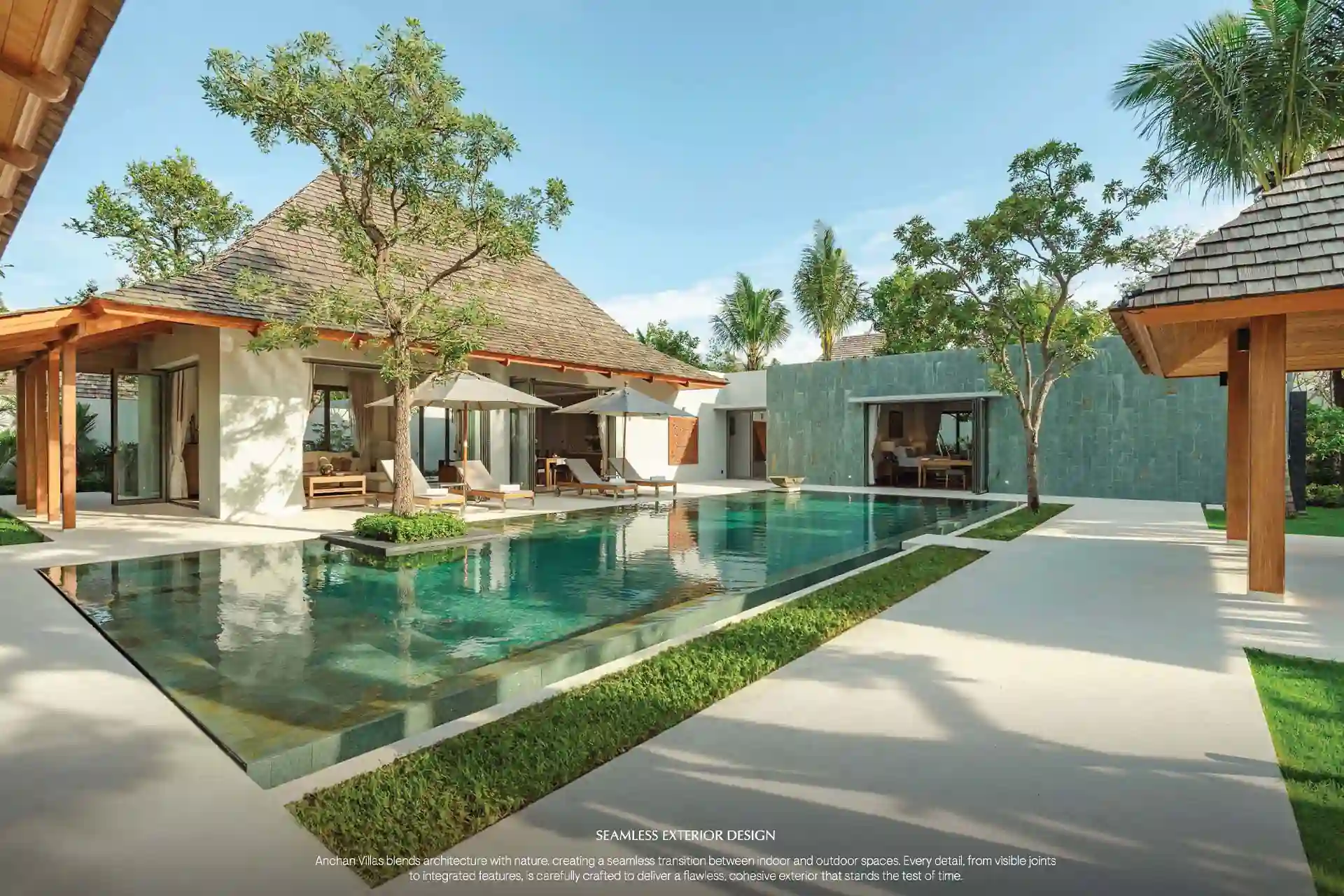 Anchan Burgundy Cherng Talay seamless exterior design around central pool