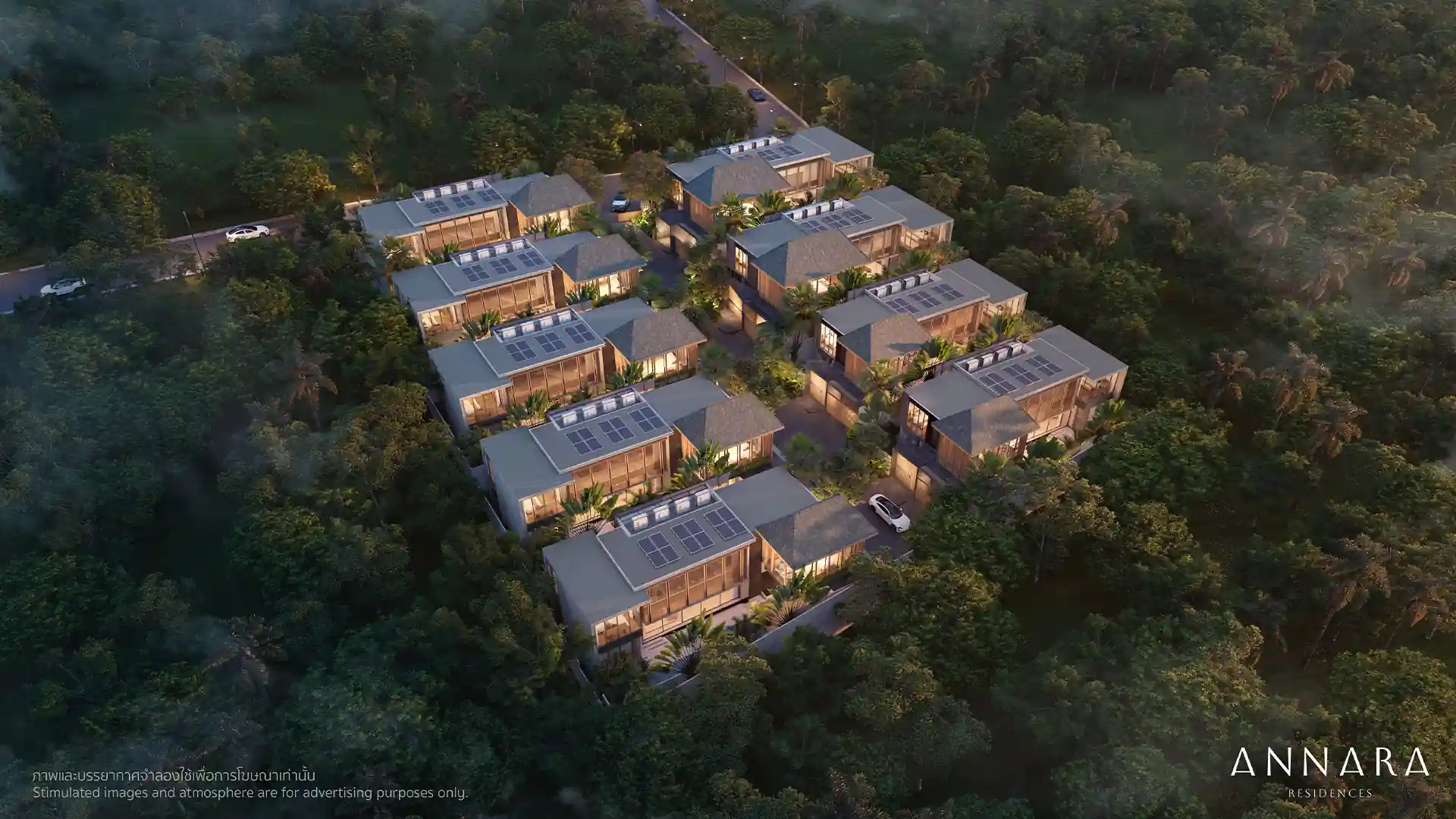 Annara Residences Pasak Phuket aerial view of luxury pool villas community