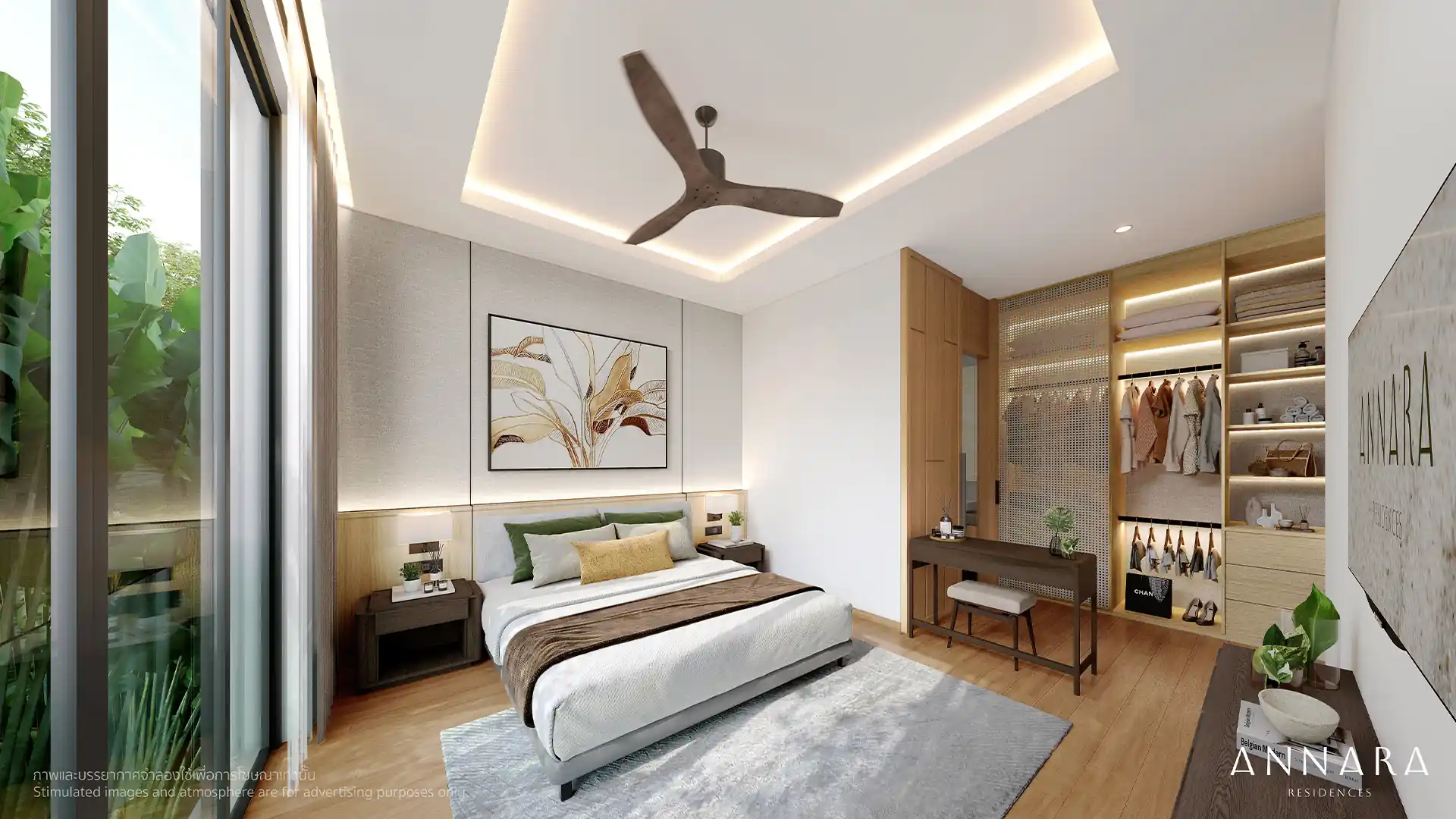 Annara Residences Pasak Phuket bedroom with walk-in closet and spacious dressing area