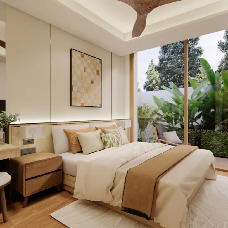 Annara Residences Pasak Phuket cozy guest bedroom with direct garden terrace access