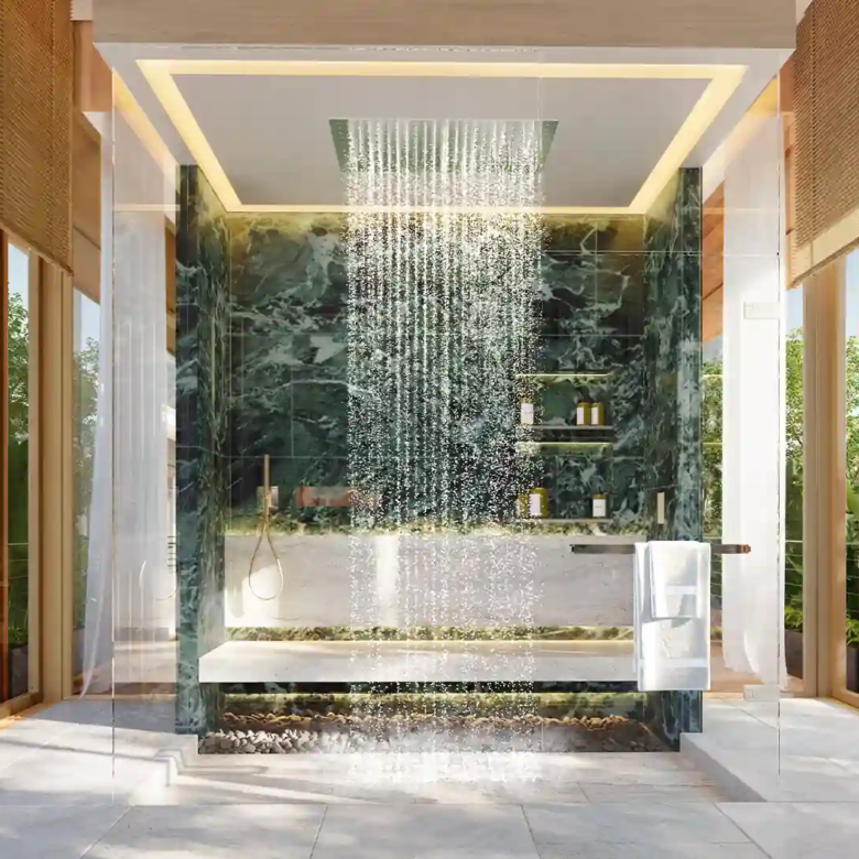 Annara Residences Pasak Phuket luxury rainfall shower room with stone detailing