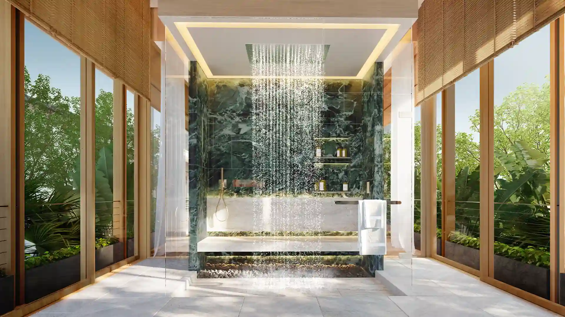Annara Residences Pasak Phuket luxury rainfall shower room with stone detailing