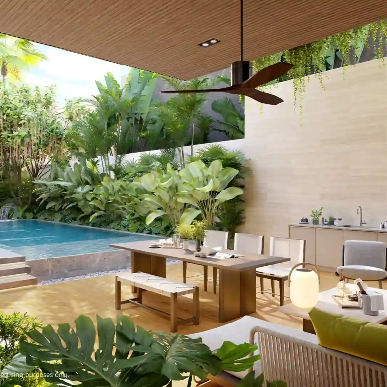Annara Residences Pasak Phuket outdoor dining terrace with private swimming pool