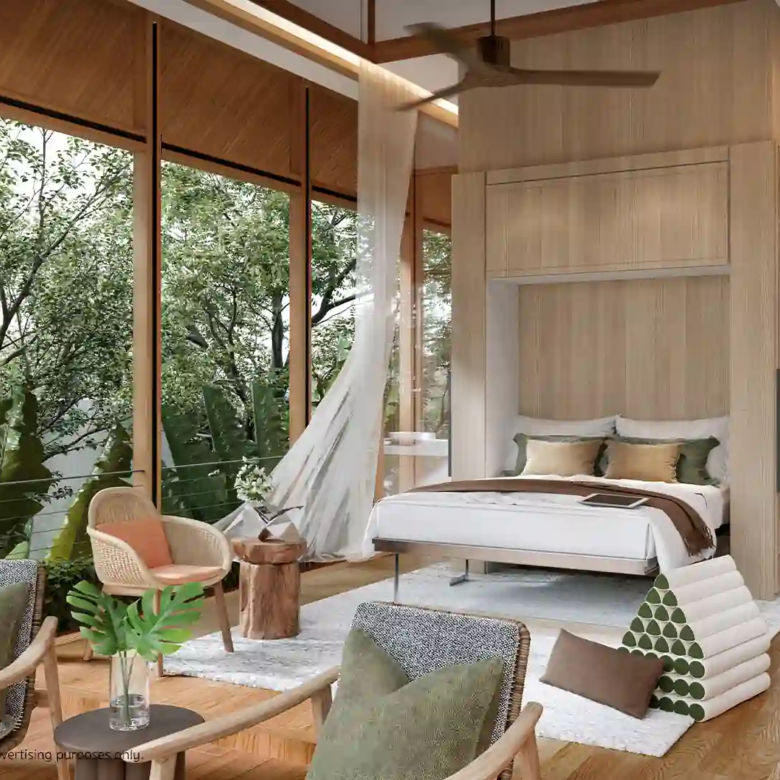 Annara Residences Pasak Phuket treehouse bedroom with panoramic tropical garden views