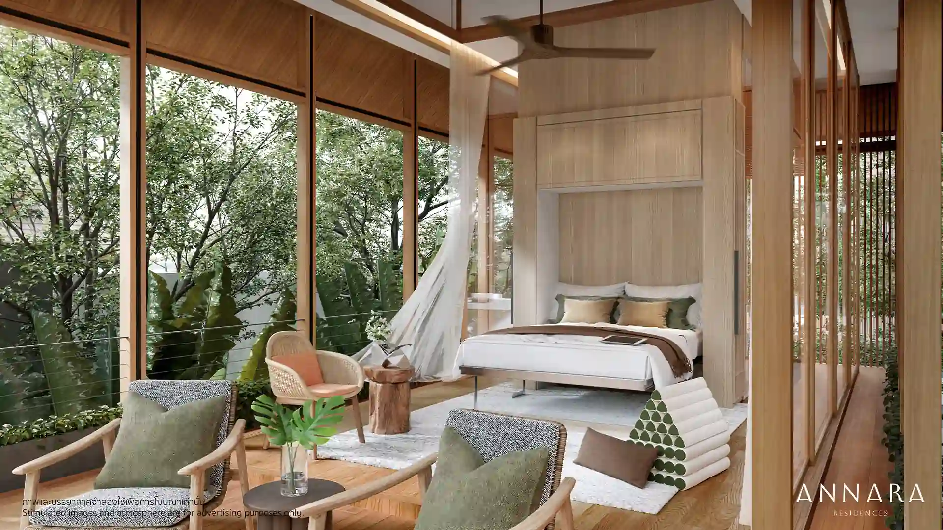 Annara Residences Pasak Phuket treehouse bedroom with panoramic tropical garden views