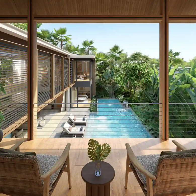 Annara Residences Pasak Phuket treehouse terrace overlooking private pool and greenery