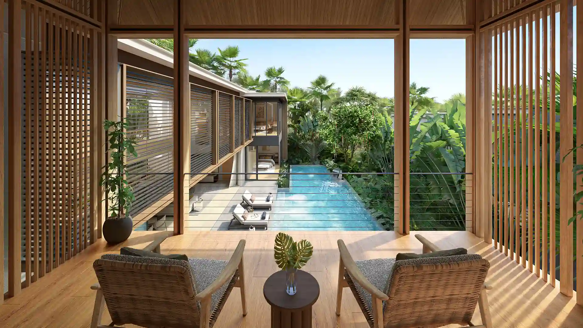 Annara Residences Pasak Phuket treehouse terrace overlooking private pool and greenery