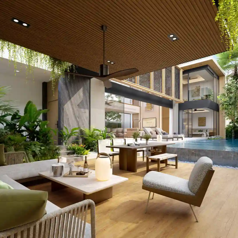 Annara Residences Pasak Phuket Type L covered outdoor lounge beside swimming pool