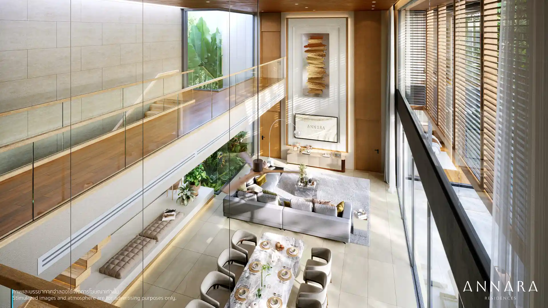 Annara Residences Pasak Phuket Type L double volume living and dining area