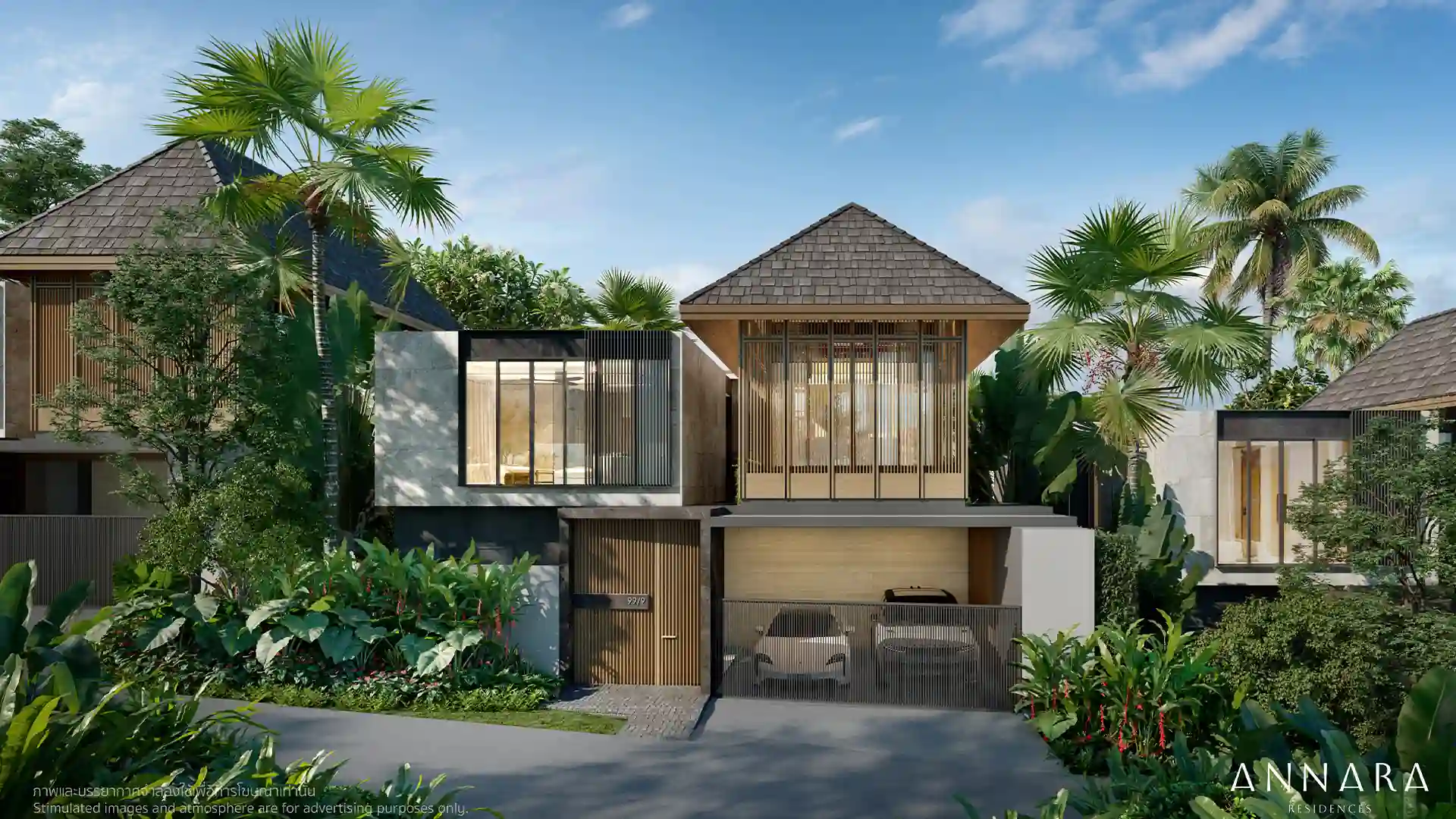 Annara Residences Pasak Phuket Type L villa modern front facade with garage