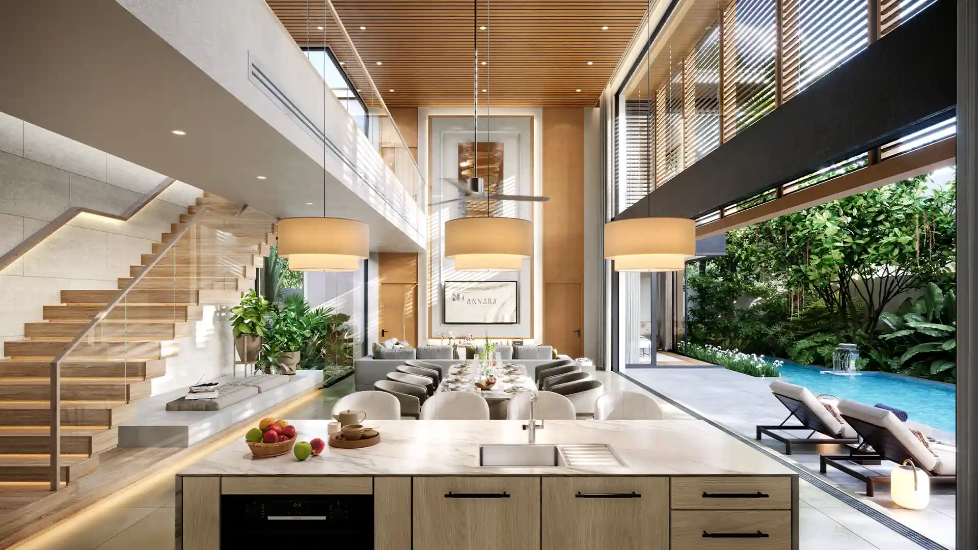 Annara Residences Pasak Phuket Type L kitchen and dining overlooking private pool