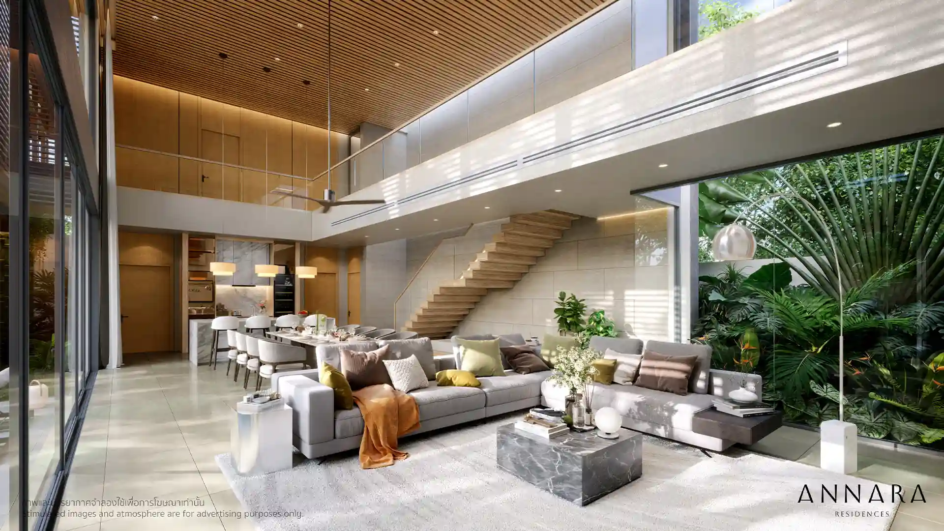 Annara Residences Pasak Phuket Type L spacious living dining area with feature staircase