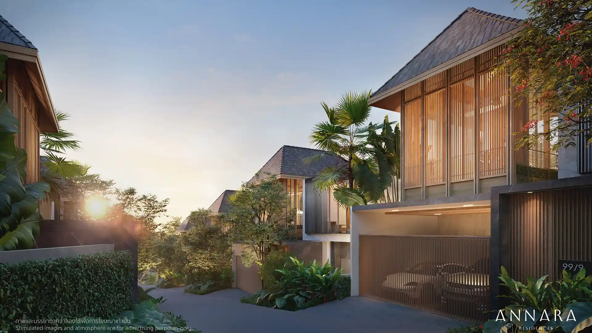 Annara Residences Pasak Phuket modern villa street view along landscaped main road