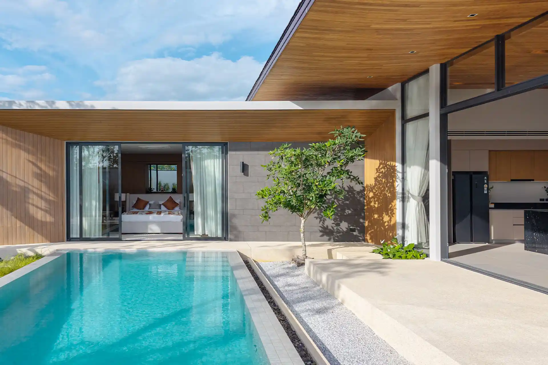 Botanica Four Season Thalang bedroom opening directly to private pool