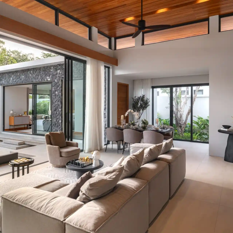 Botanica Four Season Thalang bright living dining area by pool