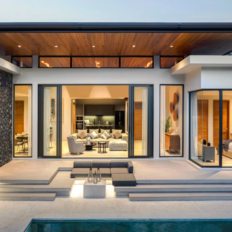 Botanica Four Season Thalang modern pool villa facade with sunken lounge