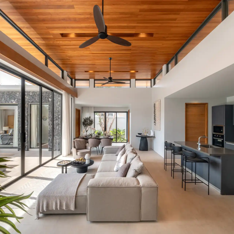 Botanica Four Season Thalang long open-plan lounge with garden views