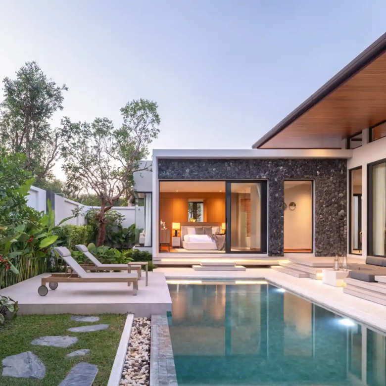 Botanica Four Season Thalang poolside garden with bedroom opening to terrace
