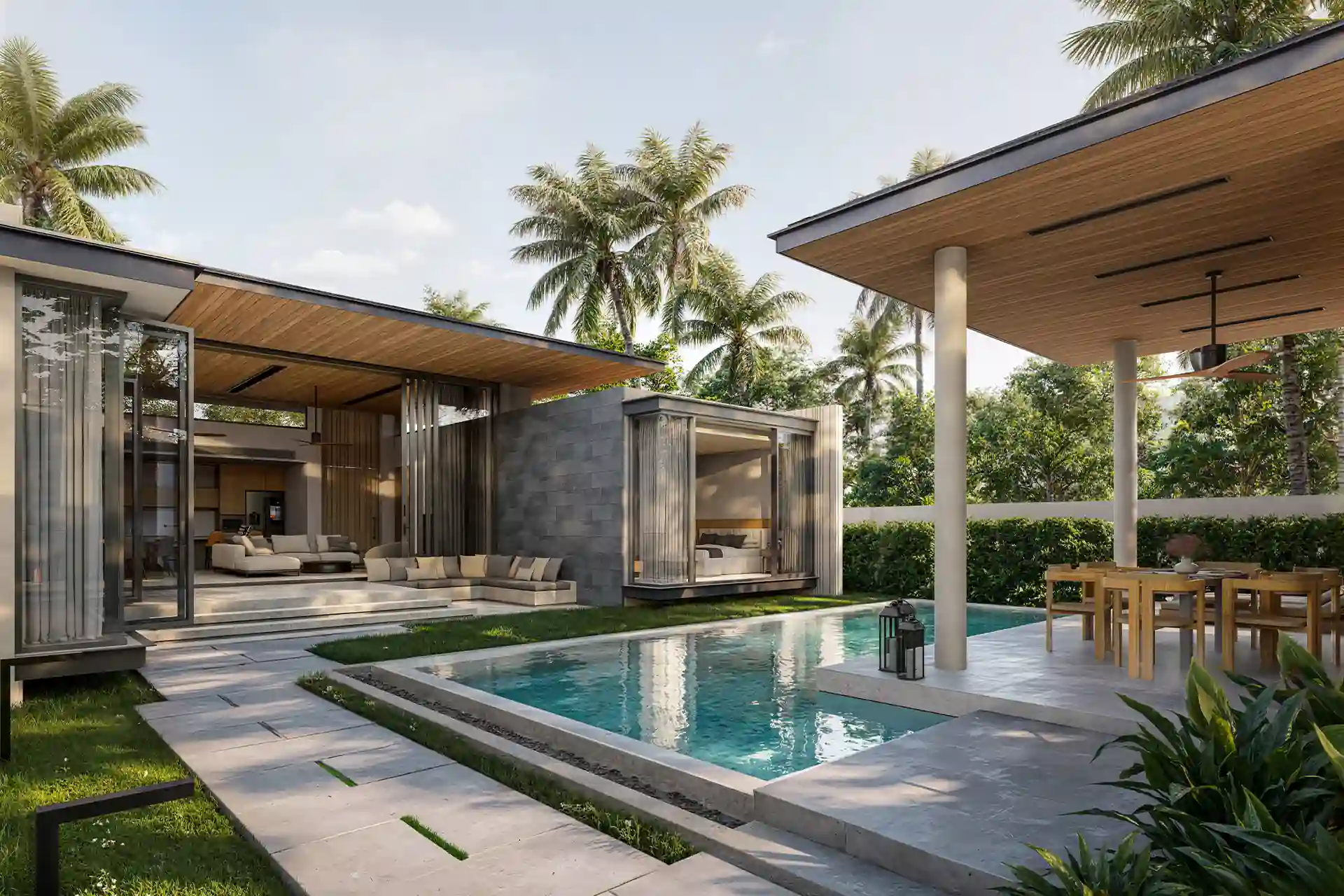 Botanica Green Boulevard Pool Villas courtyard layout with pool and sala