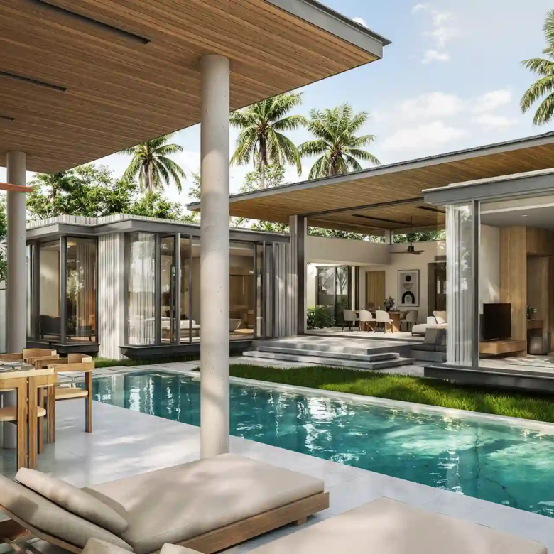 Botanica Green Boulevard Pool Villas modern courtyard pool and pavilion