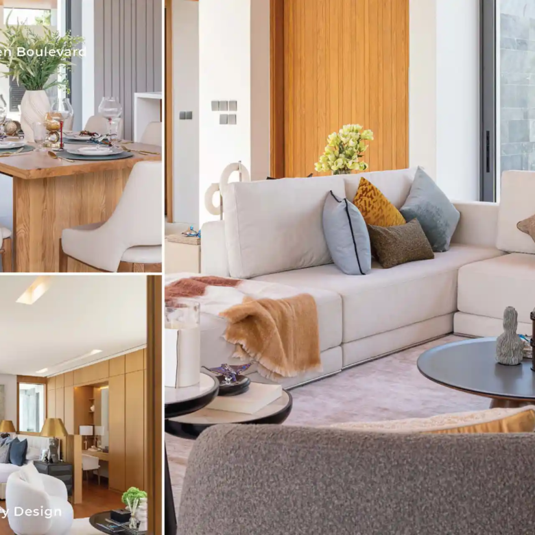 Botanica Green Boulevard Pool Villas designer living room with soft neutral décor