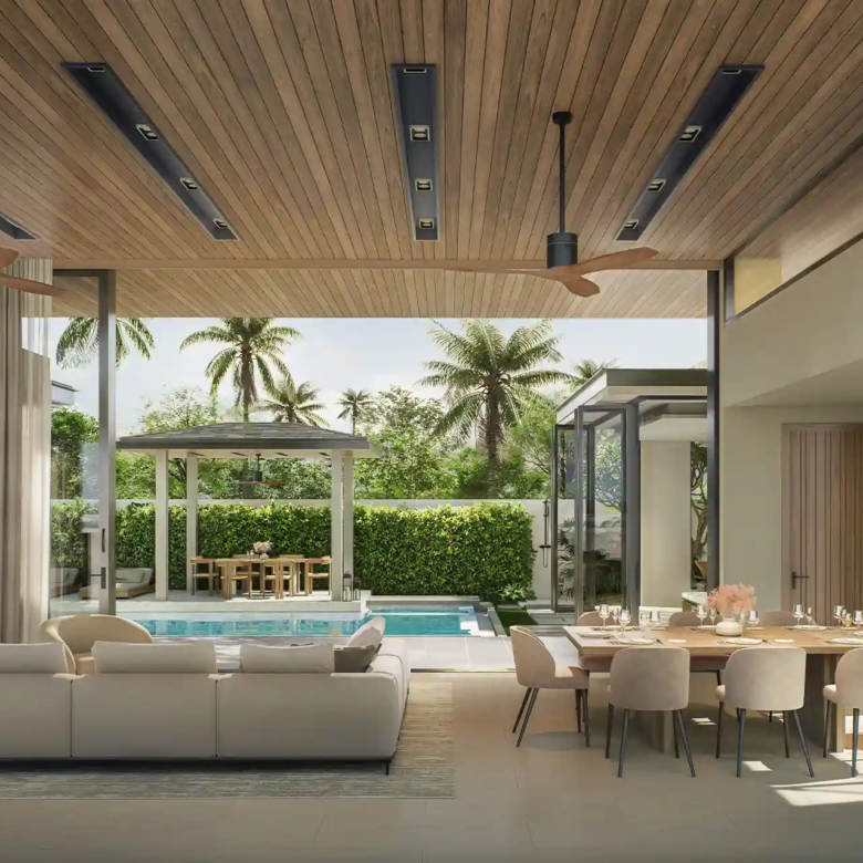 Botanica Green Boulevard Pool Villas living and dining facing pool
