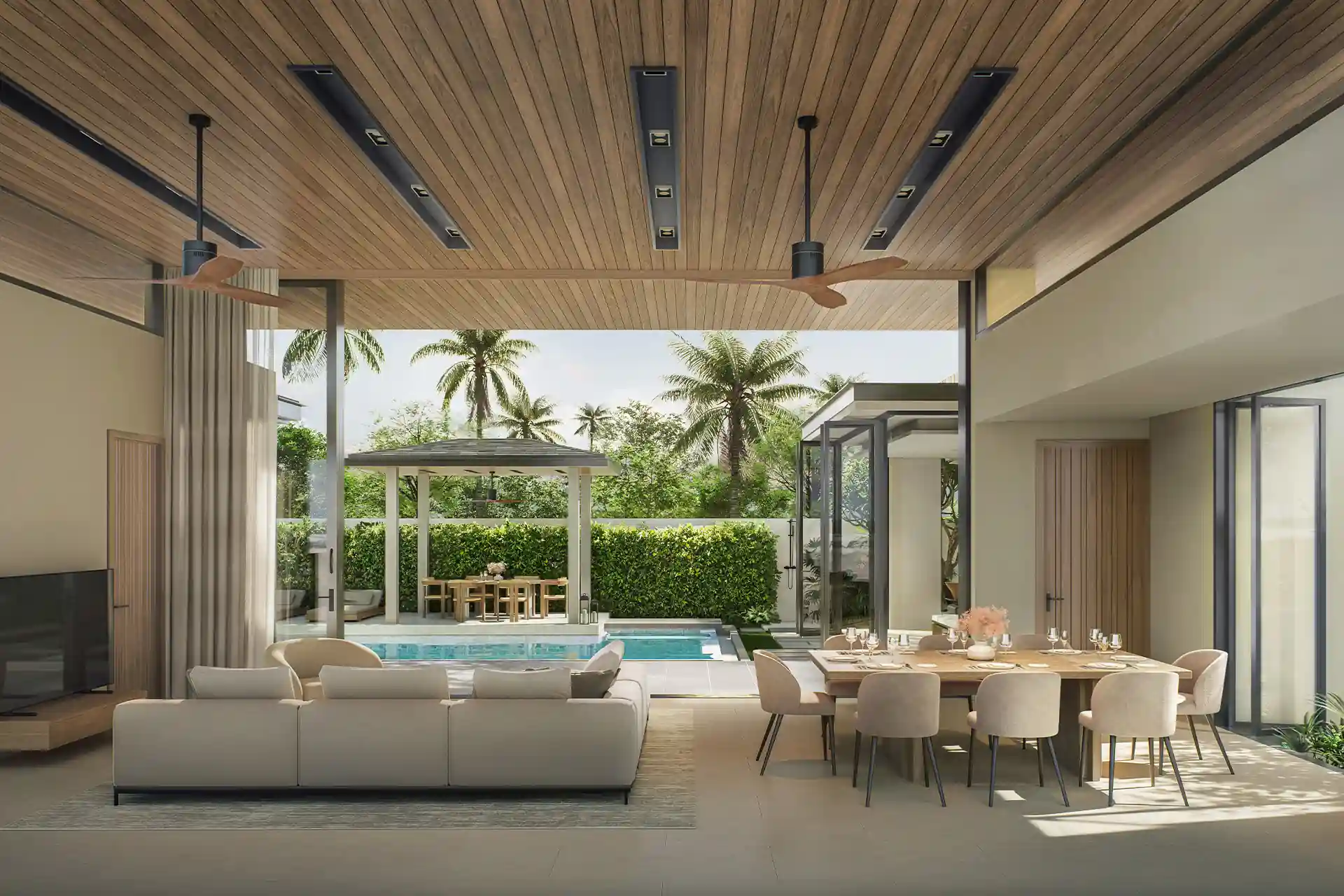 Botanica Green Boulevard Pool Villas living and dining facing pool