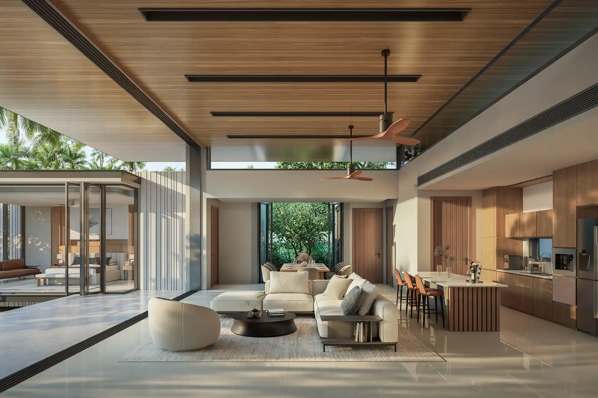 Botanica Green Boulevard Pool Villas master bedroom opening to pool