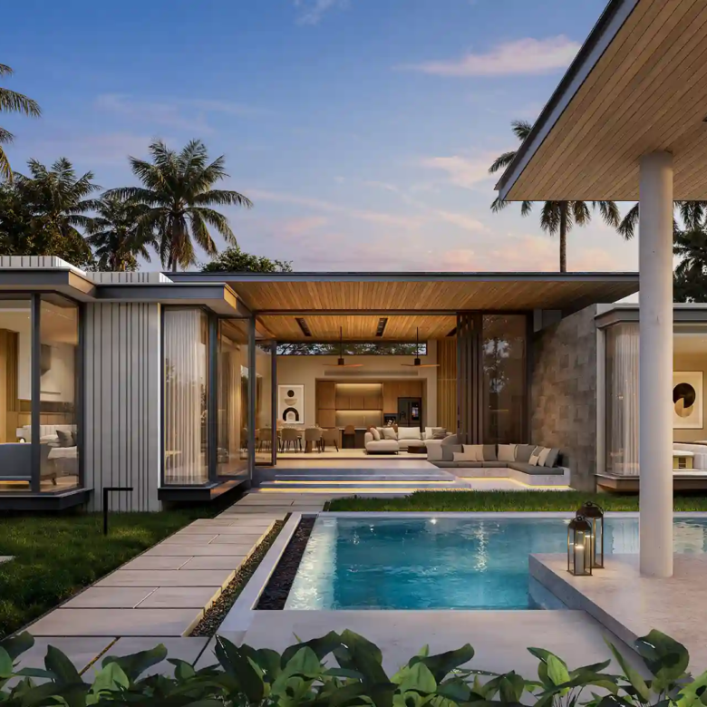 Botanica Green Boulevard Pool Villas private pool with covered dining sala