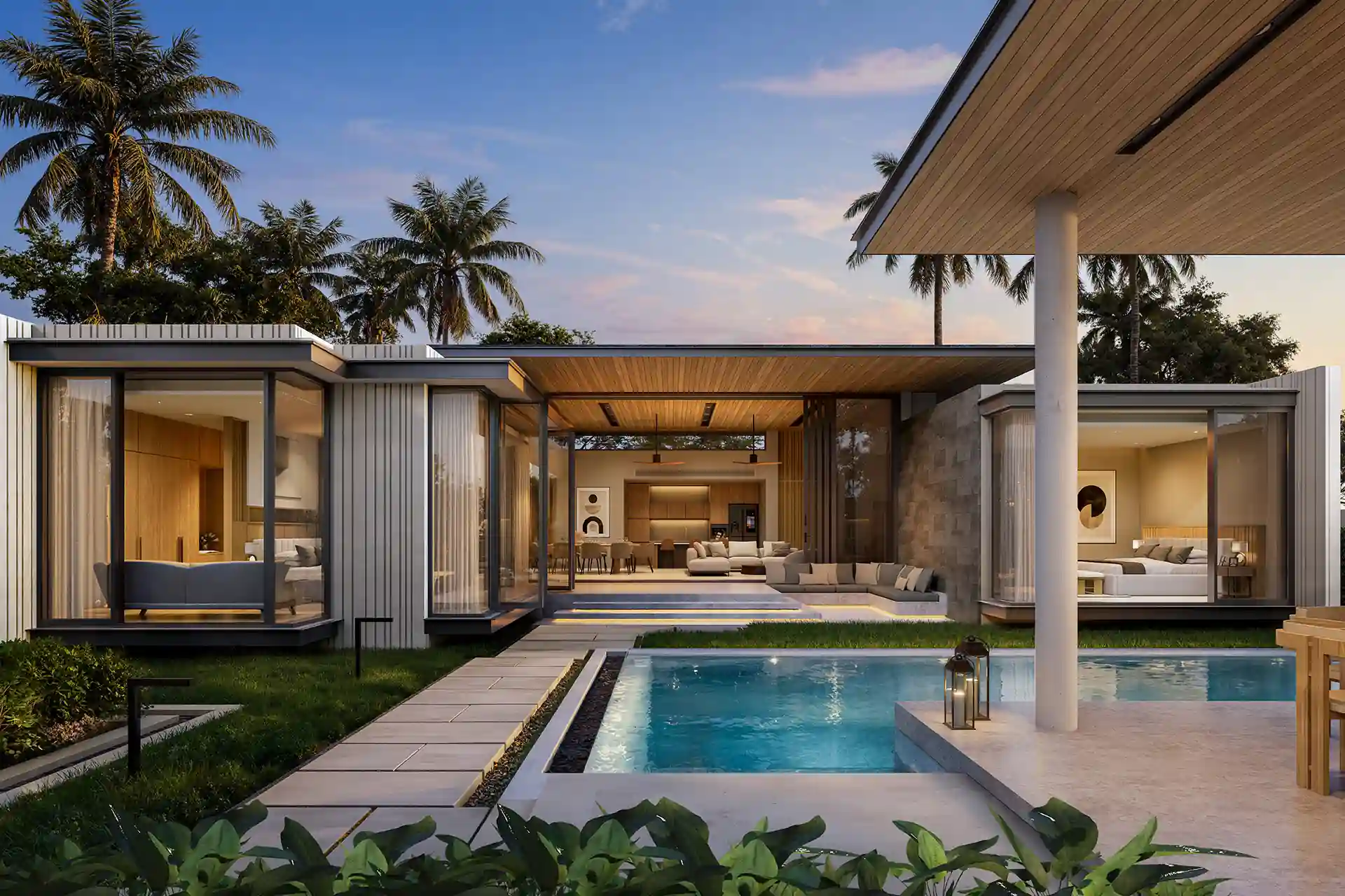 Botanica Green Boulevard Pool Villas private pool with covered dining sala