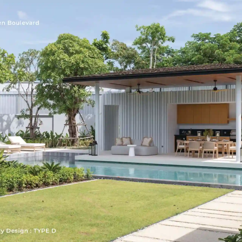 Botanica Green Boulevard Pool Villas show villa with garden pool