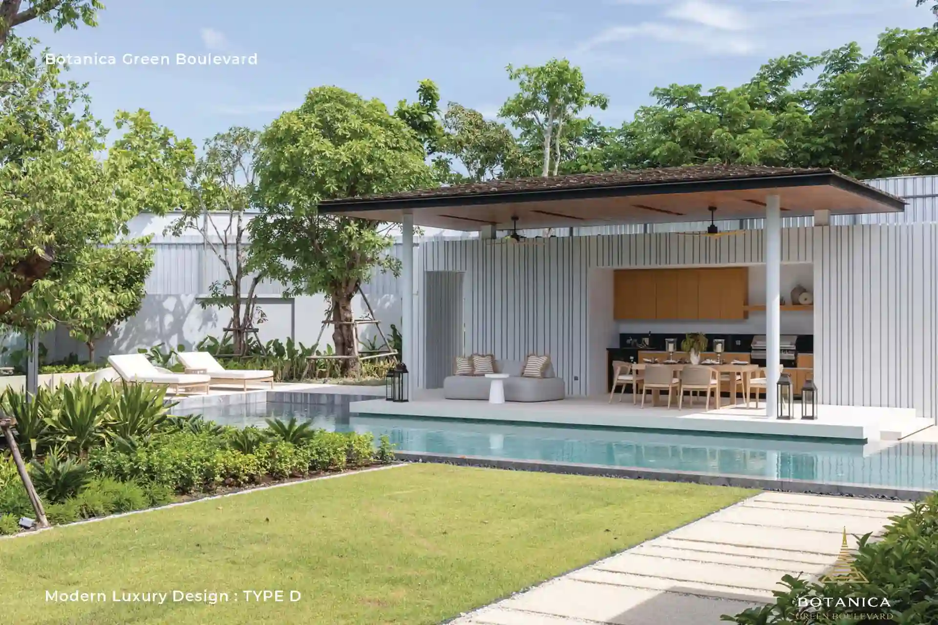Botanica Green Boulevard Pool Villas show villa with garden pool