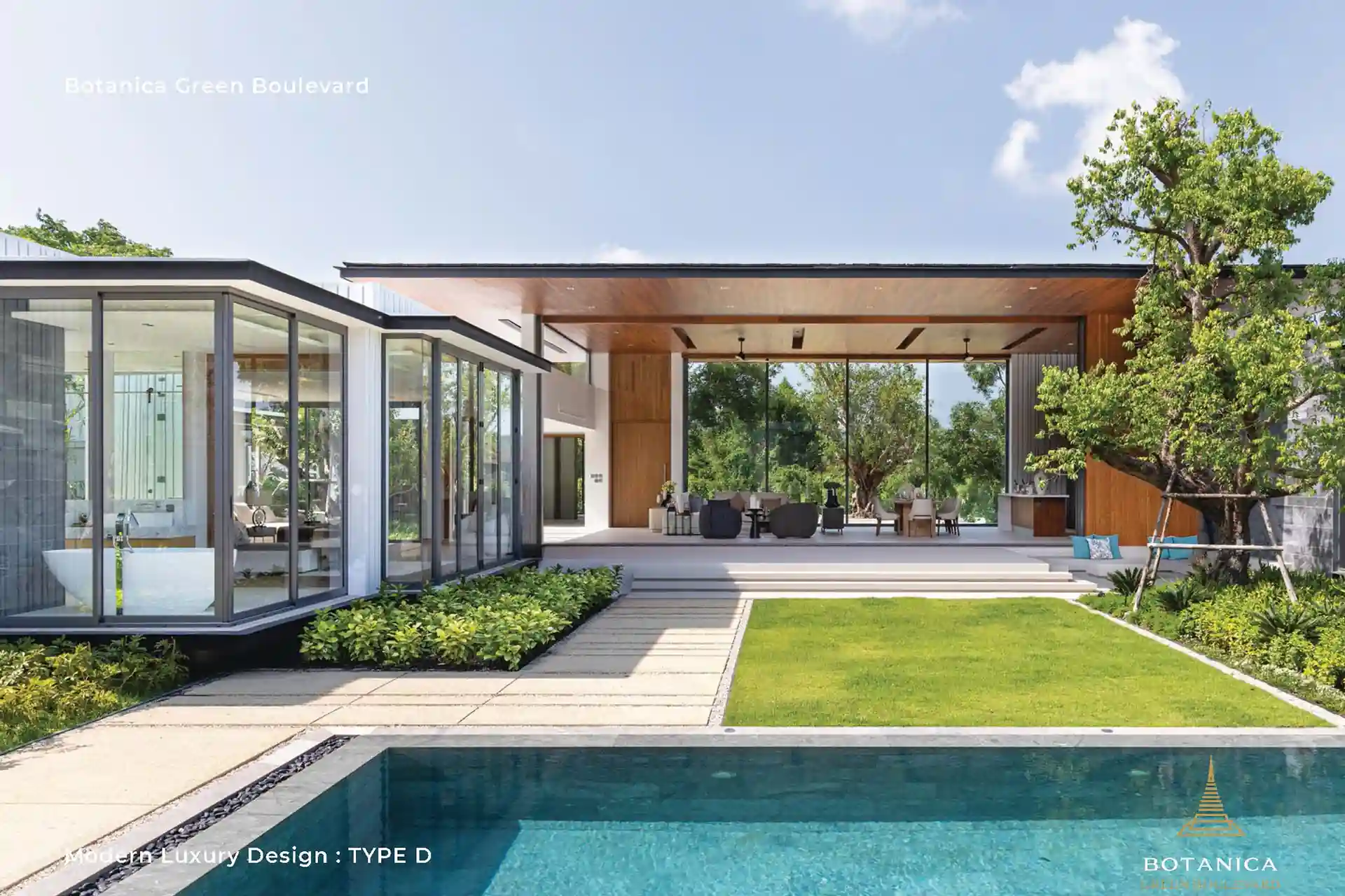 Botanica Green Boulevard Pool Villas Type D with pool and open pavilion