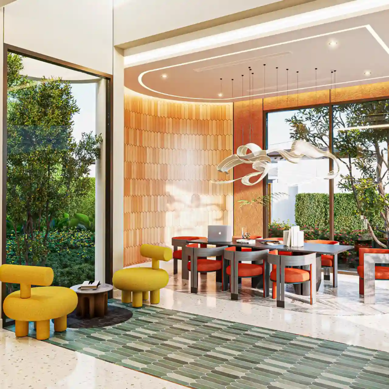 Botanica Pru Jampa Pool Villas bright co-working space and meeting area