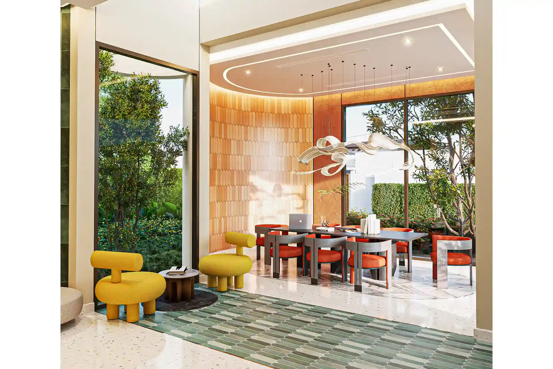 Botanica Pru Jampa Pool Villas bright co-working space and meeting area