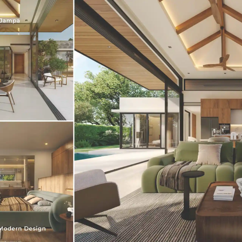 Botanica Pru Jampa Pool Villas collage of interiors and poolside living
