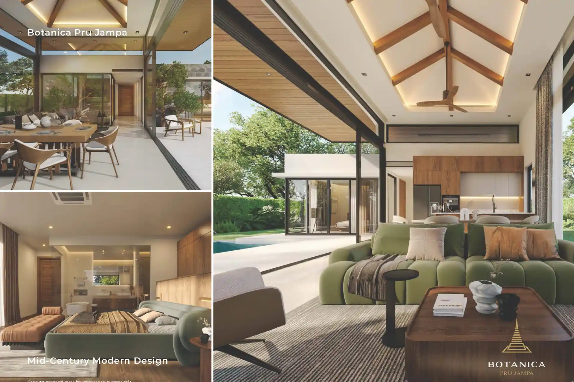 Botanica Pru Jampa Pool Villas collage of interiors and poolside living