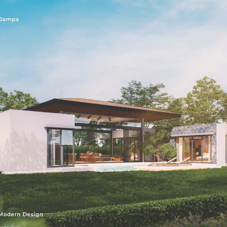 Botanica Pru Jampa Pool Villas midcentury modern facade with pool