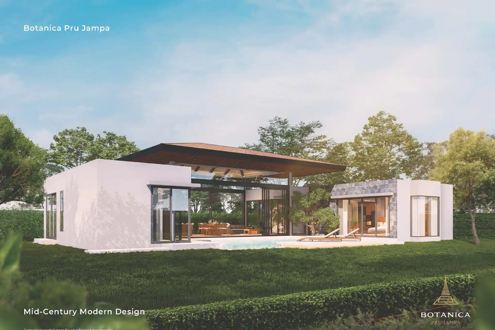 Botanica Pru Jampa Pool Villas midcentury modern facade with pool