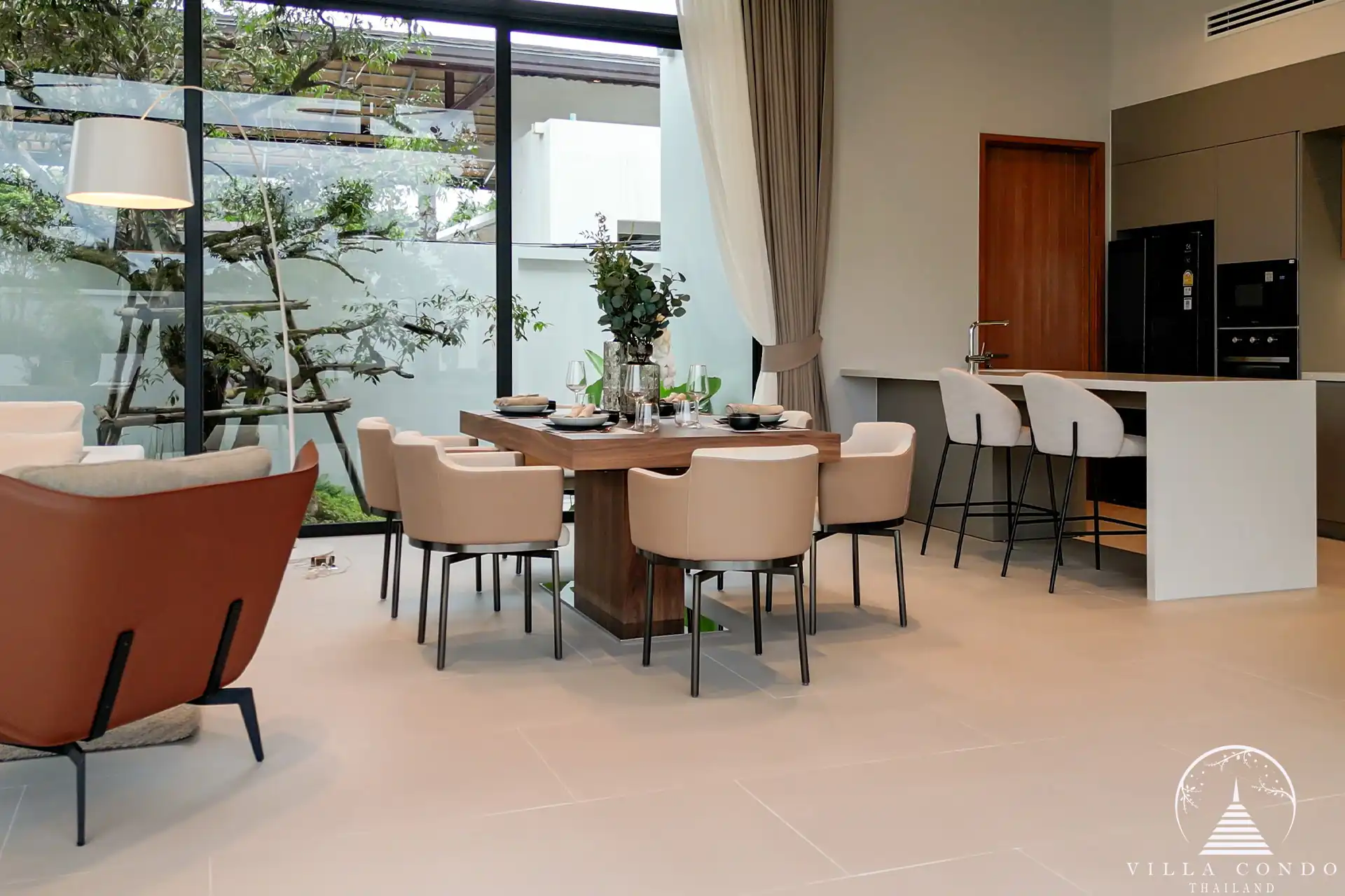 Elegant dining ambiance at Botanica Wisdom near UWC International School Botanica Wisdom near UWC International School dining area evening ambiance